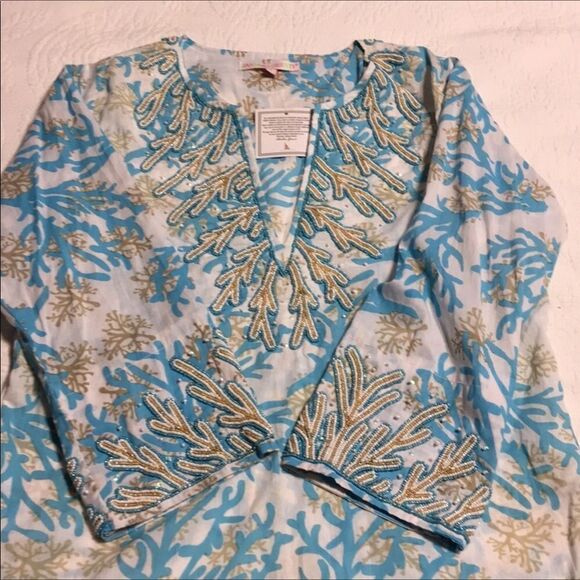 Barbara Gerwit Jacquard tunic, hand beaded. NWT - Picture 7 of 8